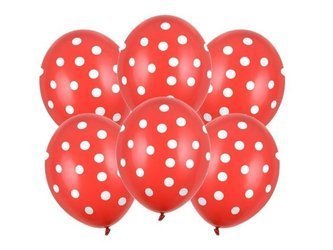 Czerwone balony w białe kropki 6 sztuk SB14P-223-007JW-6