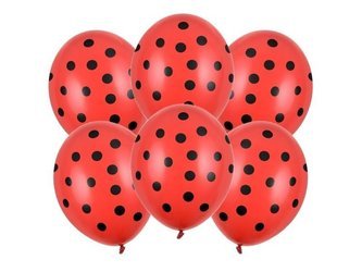 Czerwone balony w czarne kropki 6 sztuk SB14P-223-007JB-6