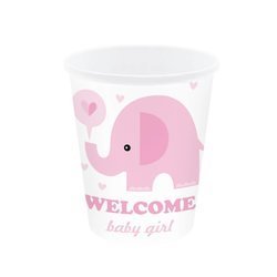 Kubeczki papierowe Baby Shower Słonik różowe 6 sztuk 511825