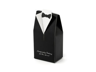 Pudełeczka dla gości weselnych Pan Młody frak z napisem 10 sztuk PUDP1-M