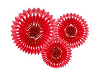 Rozety dekoracyjne czerwone 3 sztuki 20-30cm RPB1-007
