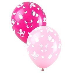 Różowe balony na Baby Shower dla dziewczynki 5 sztuk K2695
