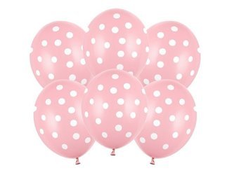Różowe balony w białe kropki 6 sztuk SB14P-223-081JW-6