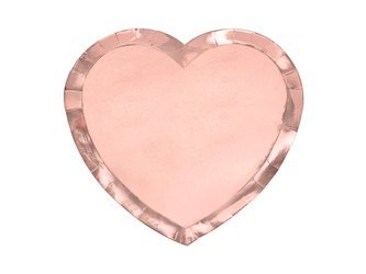 Talerzyki papierowe serca różowe złoto 19x21cm 6 sztuk TPP74-019R