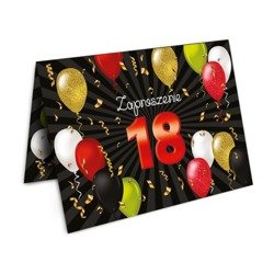 Zaproszenia na 18 urodziny osiemnastkę Baloniki + koperty 10 sztuk ZX8904-10