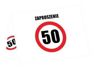 Zaproszenia na 50 urodziny znak zakazu 6 sztuk ZAP-ZAKAZ-50