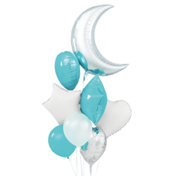 Zestaw balonów biało niebieskich księżyc 8 sztuk 460430