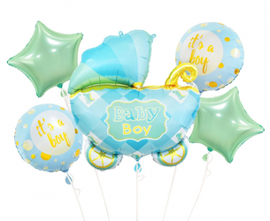 Zestaw balonów na Baby Shower chłopca niebieskie 5 sztuk BZ-HWZN