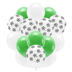 Zestaw balonów piłka nożna białe zielone ECO 15 sztuk ZB64