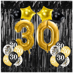 Zestaw dekoracji na 30 urodziny kurtyna balony zes-30-2