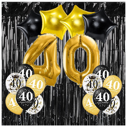 Zestaw dekoracji na 40 urodziny kurtyna balony zes-40-2
