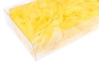 Żółte cytrynowe piórka dekoracyjne w pudełku 13g 505006