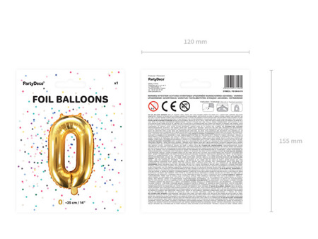 Balon foliowy 0 złoty 35cm 1szt FB10M-0-019