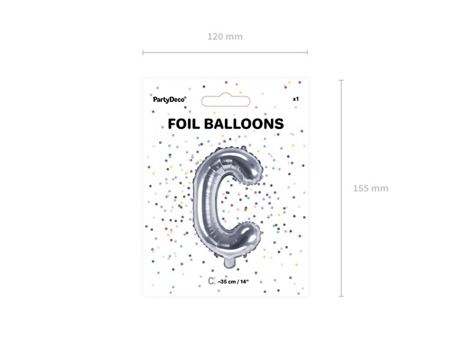 Balon foliowy C srebrny 35cm 1szt FB2M-C-018