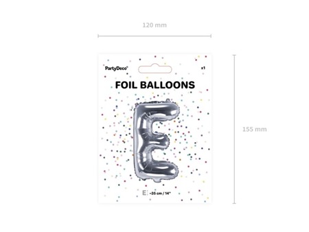 Balon foliowy E srebrny 35cm 1szt FB2M-E-018