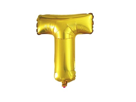 Balon foliowy T złoty 41cm 1szt BF18-T-ZLO