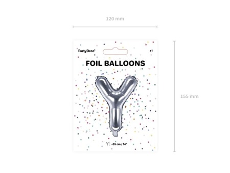 Balon foliowy Y srebrny 35cm 1szt FB2M-Y-018