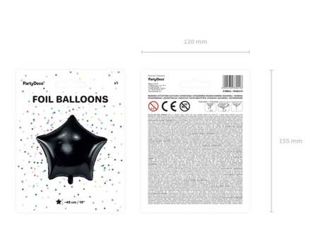 Balon foliowy czarna Gwiazdka 48cm 1 sztuka FB3M-010