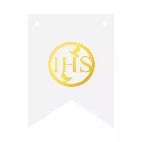 Baner biały DIY złoty napis IHS 16cm 1 sztuka 512228