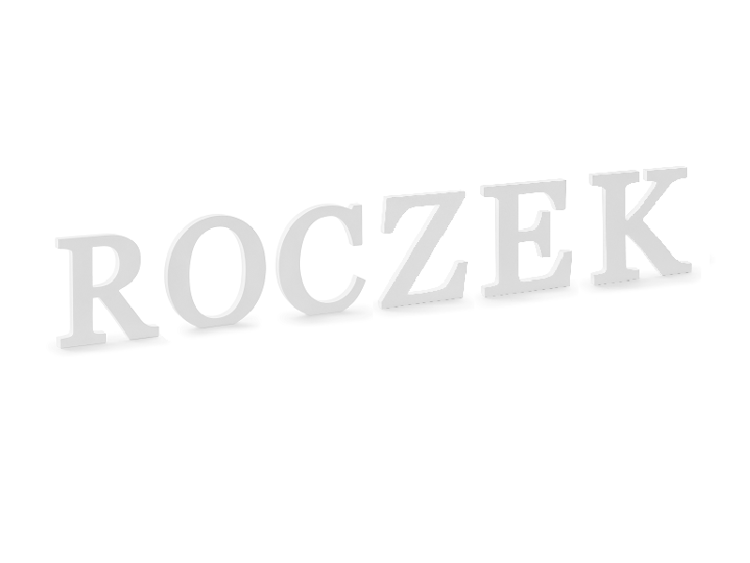 Drewniany napis dekoracyjny ROCZEK biały 20cm DL1-ROCZEK-008