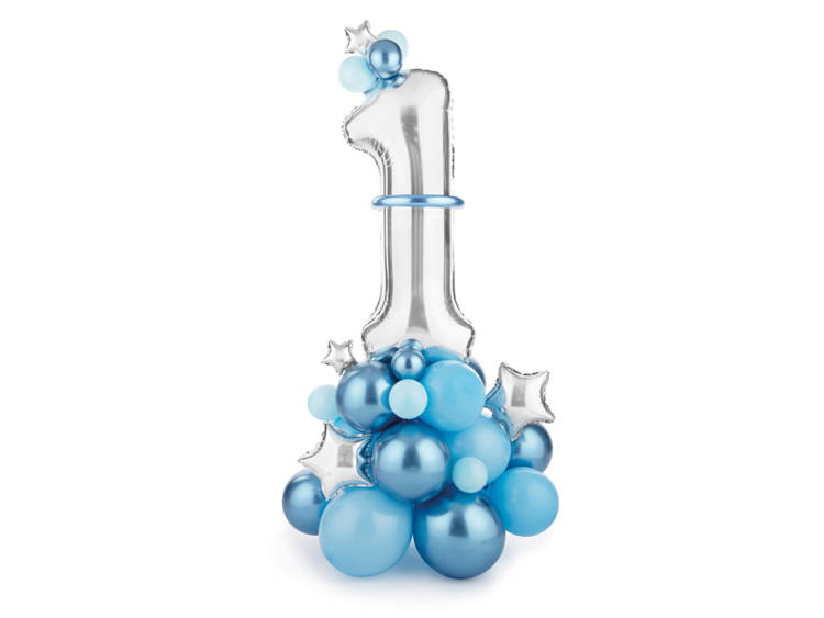 Bukiet balonów Cyfra 1 niebieska dla chłopca 90x140cm DIY GBN7-1-001
