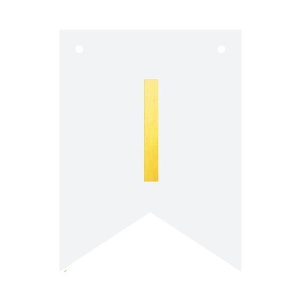 Baner biały ze złotą literą flagi literka I 16cm 1szt 512198