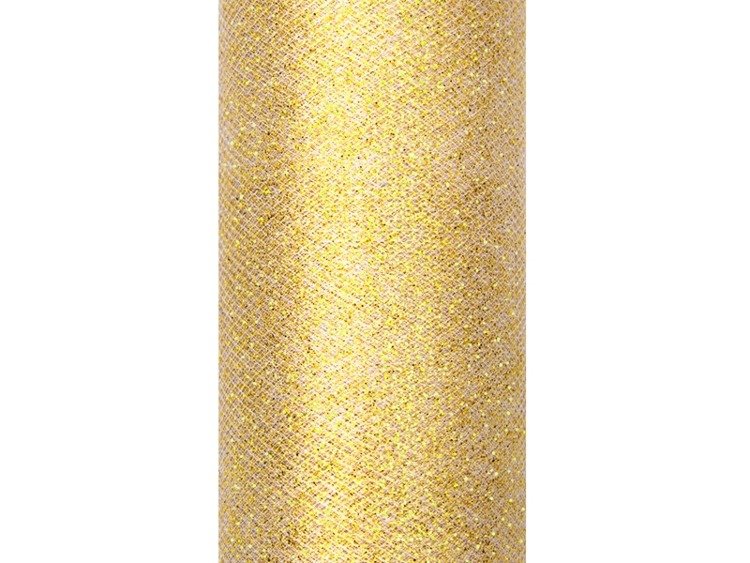 Tiul Glittery na Szpulce Złoty 15 cm x 9 m / 9 mb