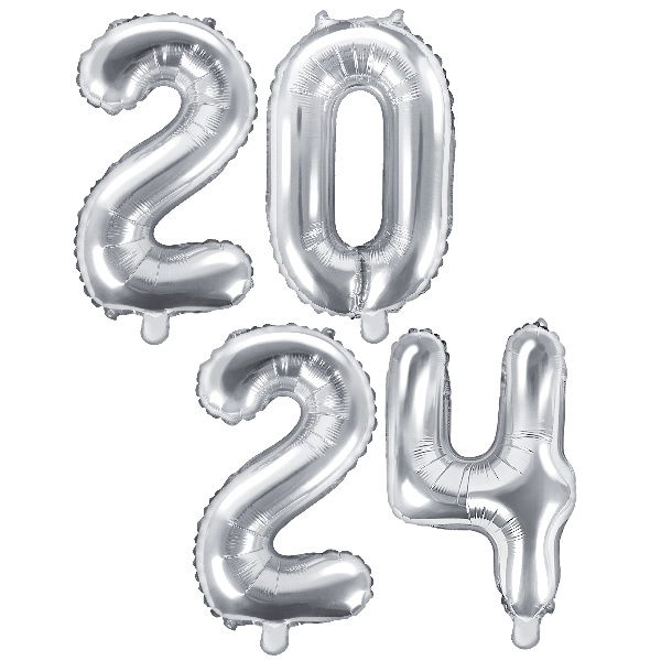 Balony foliowe 2024 srebrne 35cm FB10M-2024-018