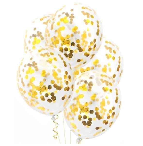 Balony przezroczyste ze złotym konfetti 30cm 100 sztuk 400425-100x