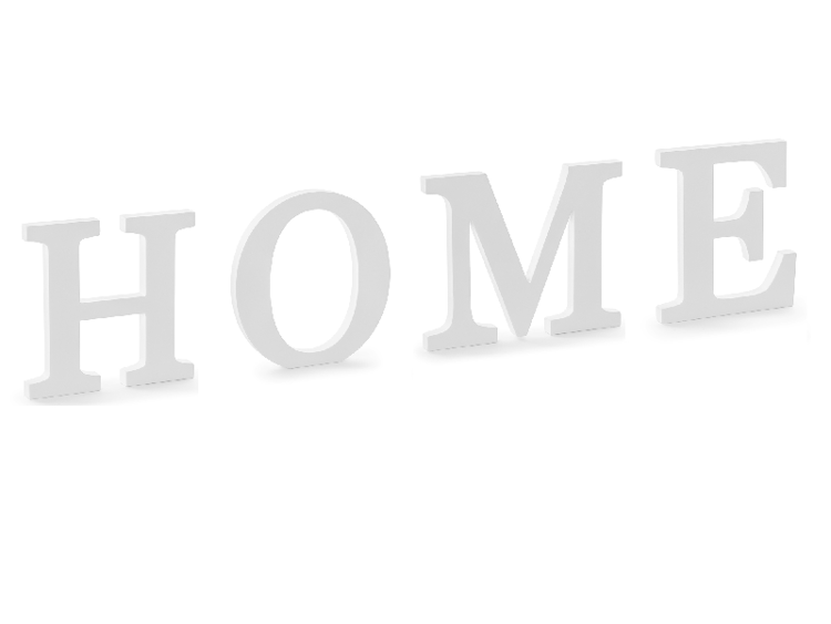 Drewniany napis dekoracyjny HOME biały 20cm DL1-HOME-008