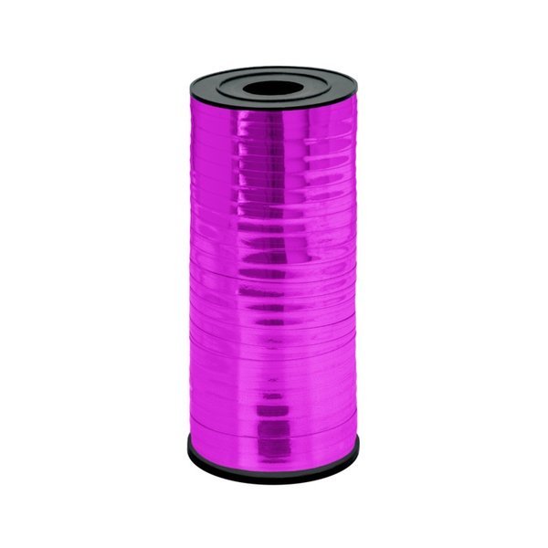 Wstążka plastikowa metaliczna do balonów różowa 5mm 92m 511410