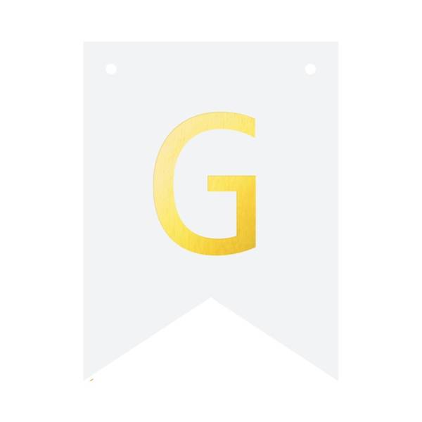 Baner biały ze złotą literą flagi literka G 16cm 1szt 512196