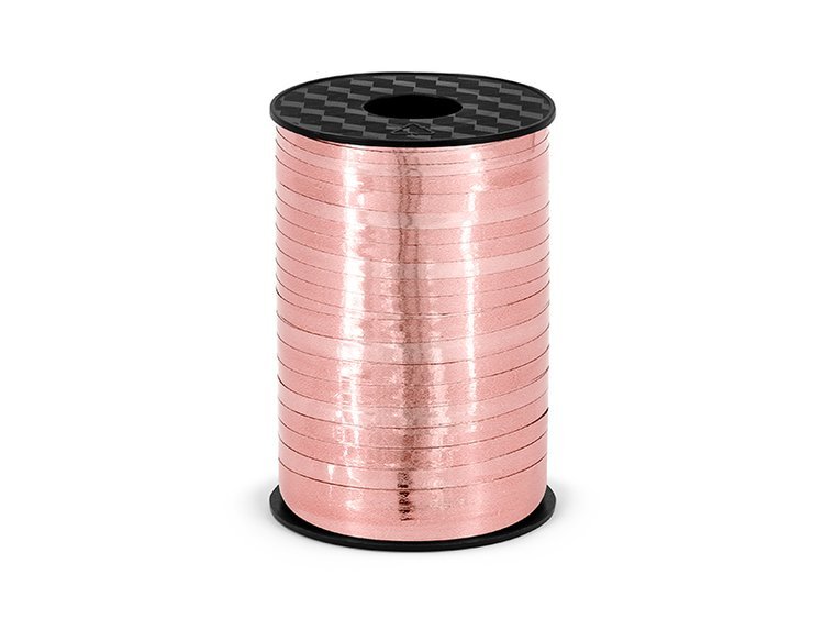 Wstążka plastikowa metalizowana do balonów różowo złota 5mm 225m PRM5-019R