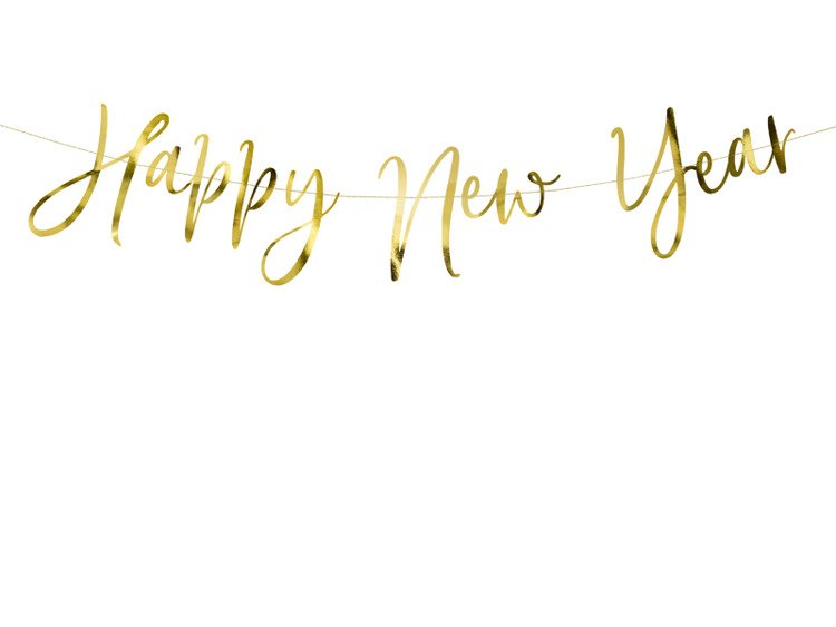 Złoty baner na Nowy Rok - Happy New Year 66cm 1szt. GRL88-019M