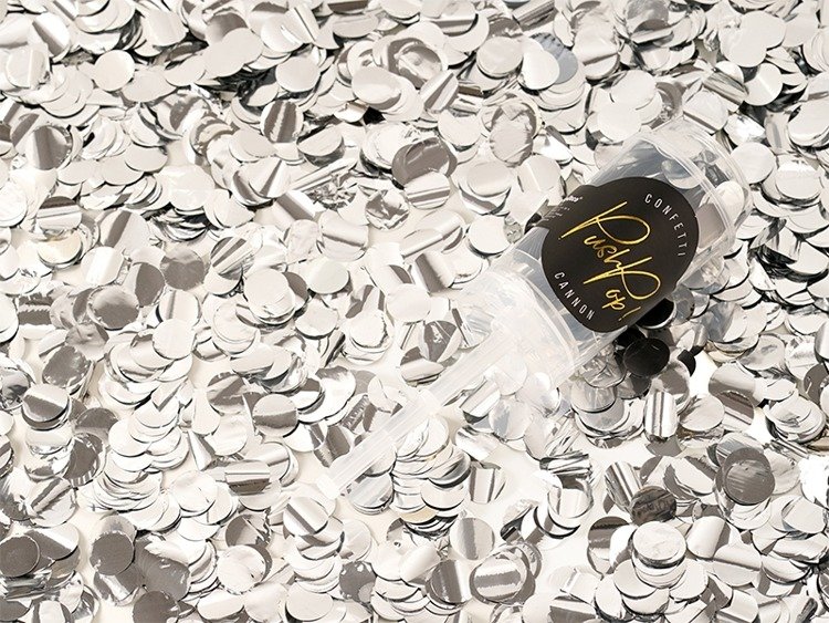 Konfetti srebrne Push pop 1 szt PPK5-018