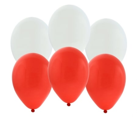 Czerwono Białe balony 25 cm pastelowe 10 sztuk BA-PZN10