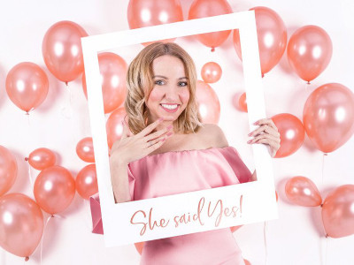 Ramka selfie She said yes do zdjęć różowe złoto 1szt PBF3-019R