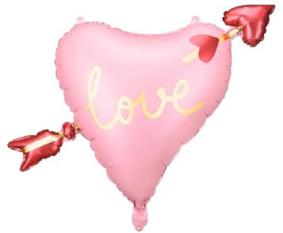 Balon foliowy serce różowe ze strzałą Love na Walentynki 76x55cm 1 sztuka FB172