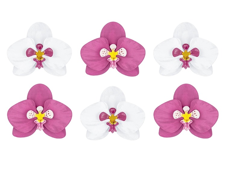 Dekoracja papierowa kwiaty Orchidee 6 sztuk