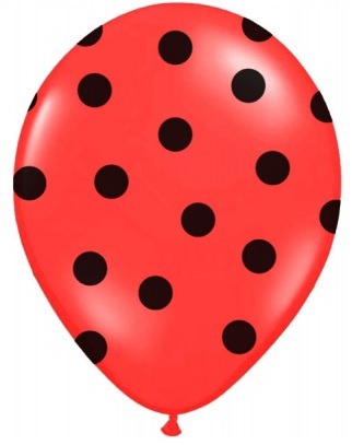 Balon 30cm czerwony w czarne kropki