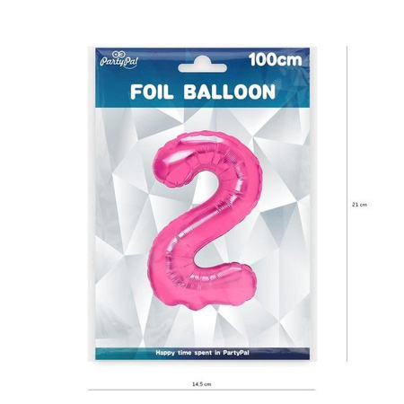 Balon foliowy 2 różowy 100cm 1szt 450272