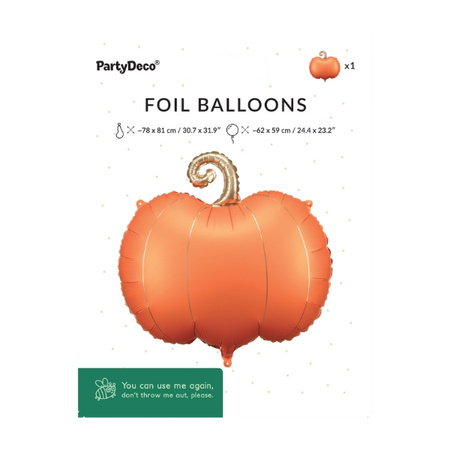 Balon Dynia pomarańczowy na Halloween foliowy 62x59cm 1 sztuka FB306