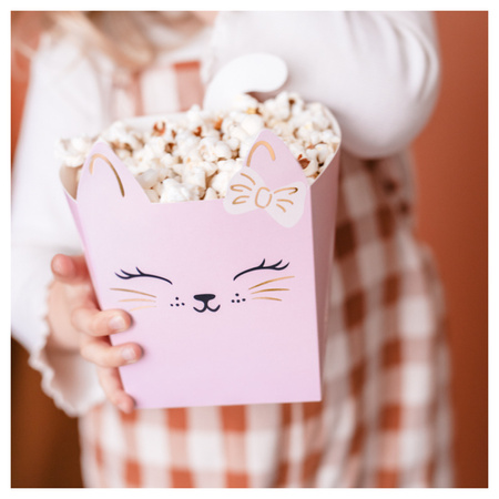 Pudełka na popcorn słodycze przekąski Kotki 3 sztuki FNS9