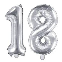 Balony na 18 urodziny srebrne foliowe 35cm FB10M-18-018