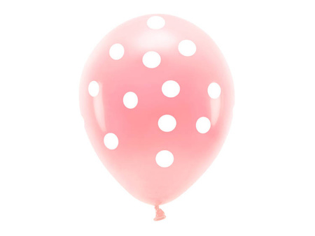 Balony różowe w białe kropki 33cm 6 sztuk ECO33P-202-081J-6