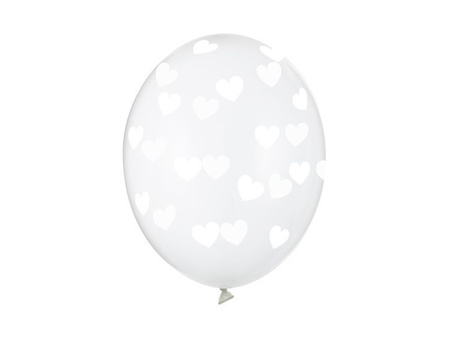 Balony w białe serduszka 30cm 6 sztuk SB14C-228-099W-6