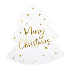 Serwetki świąteczne Choinka Merry Christmas białe 20 sztuk SPK8-Święta