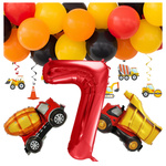 Zestaw na 7 urodziny balony budowa betoniarka wywrotka zes-BUD17