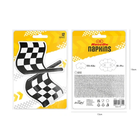 Serwetki papierowe urodzinowe Wyścigówki 17,5 x 11,3 cm 12 sztuk 168929
