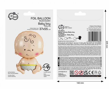 Balon foliowy baby Boy chłopiec bobas 37x55cm 1 sztuka FG-BOF1